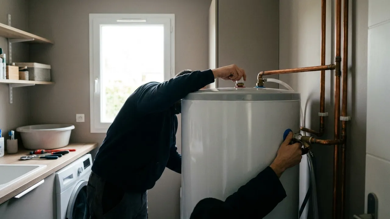 Contrôle du groupe de sécurité d'un ballon d'eau chaude dans une maison de Sartrouville